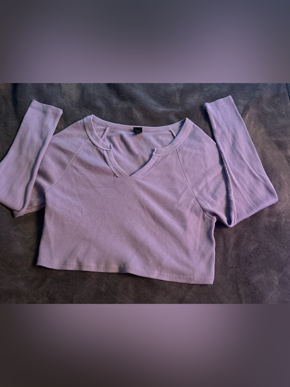 Wild Fable Lilac Ribbed V-Neck Crop Top